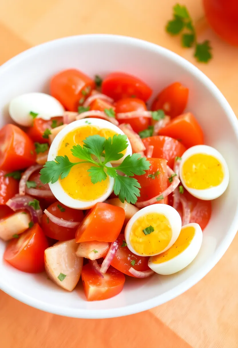 25 Indian Egg Breakfast Recipes You’ll Want Every Morning 10 25 Indian Egg Breakfast Recipes You’ll Want Every Morning - 10. Tomato and Onion Egg Salad