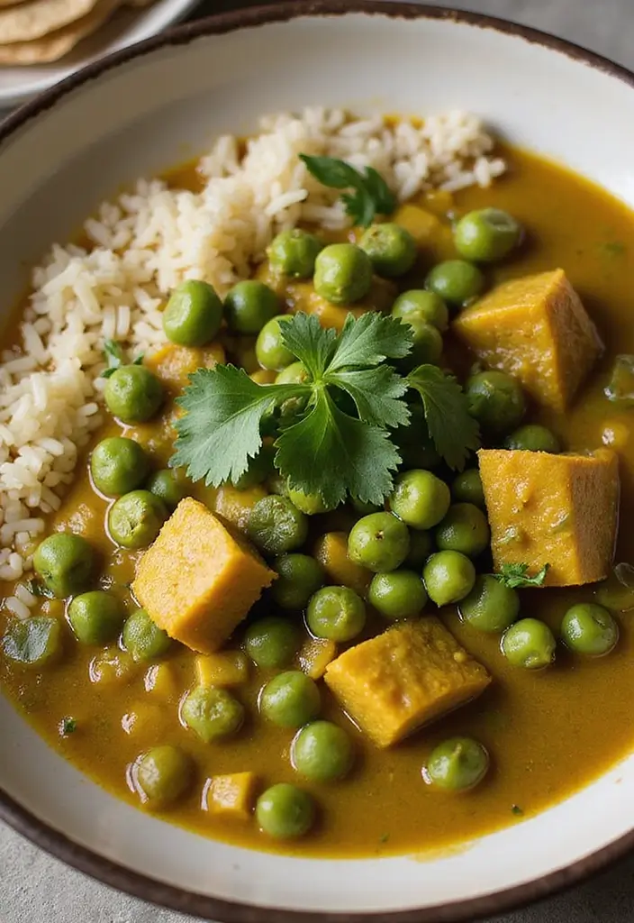 25 Indian Vegetarian Curry Recipes That Warm The Soul 11. Green Peas Curry Mutter Curry