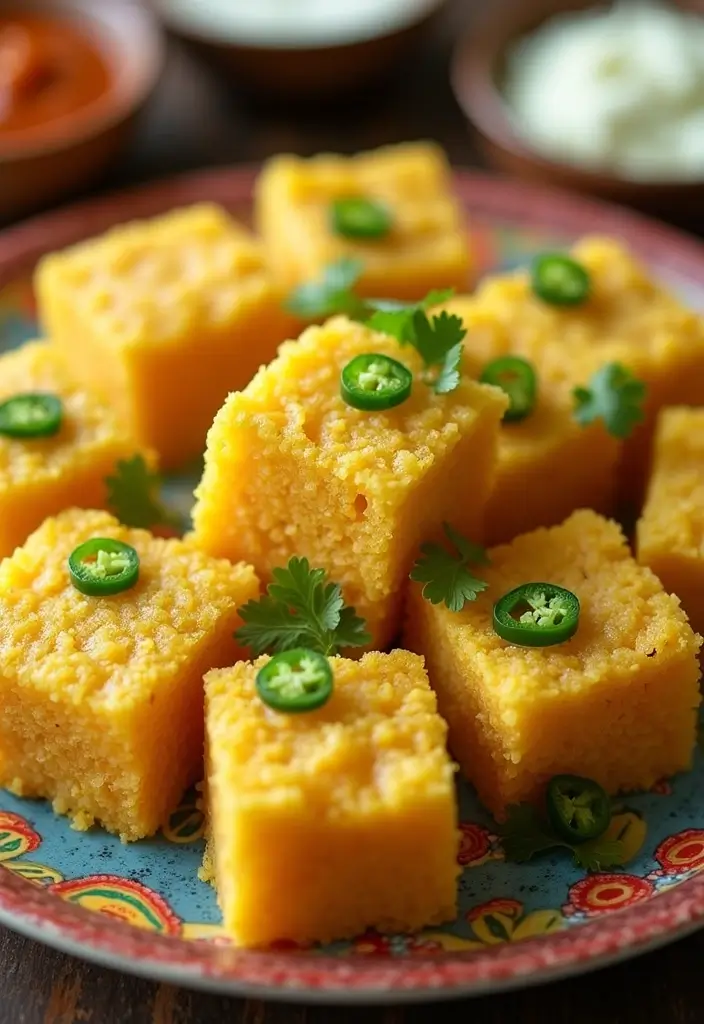 25 Vegetarian Indian Air Fryer Recipes: Guilt-Free Comfort Food 4 25 Vegetarian Indian Air Fryer Recipes: Guilt-Free Comfort Food - 4. Air Fryer Masala Dhokla