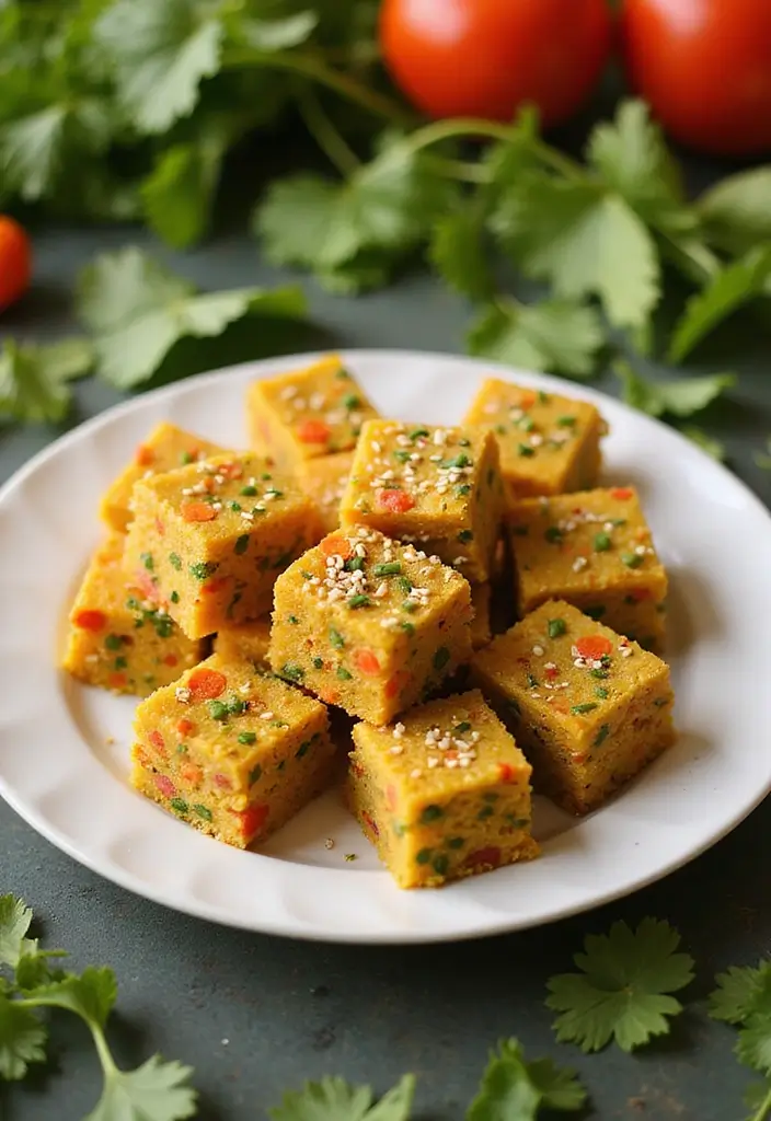 27 No Cook Indian Recipes Without Fire For Kids And Parties 5 27 No Cook Indian Recipes Without Fire For Kids And Parties - 5. Vegetable Dhokla Bites