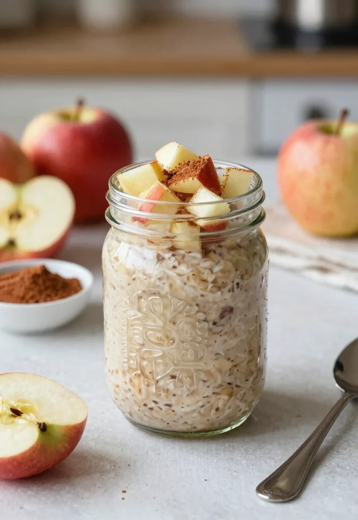 10 Easy Healthy Oat Breakfast Recipes for Busy Mornings - 10. Apple Pie Overnight Oats 1