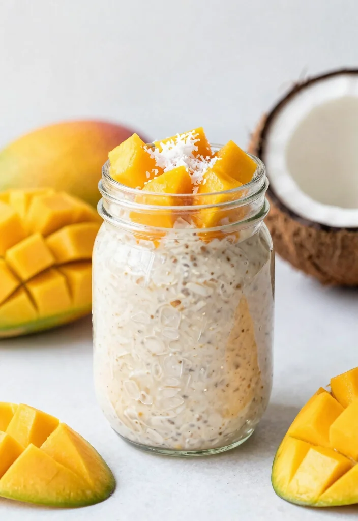 10 Easy Healthy Oat Breakfast Recipes for Busy Mornings - 4. Tropical Mango Coconut Overnight Oats 1