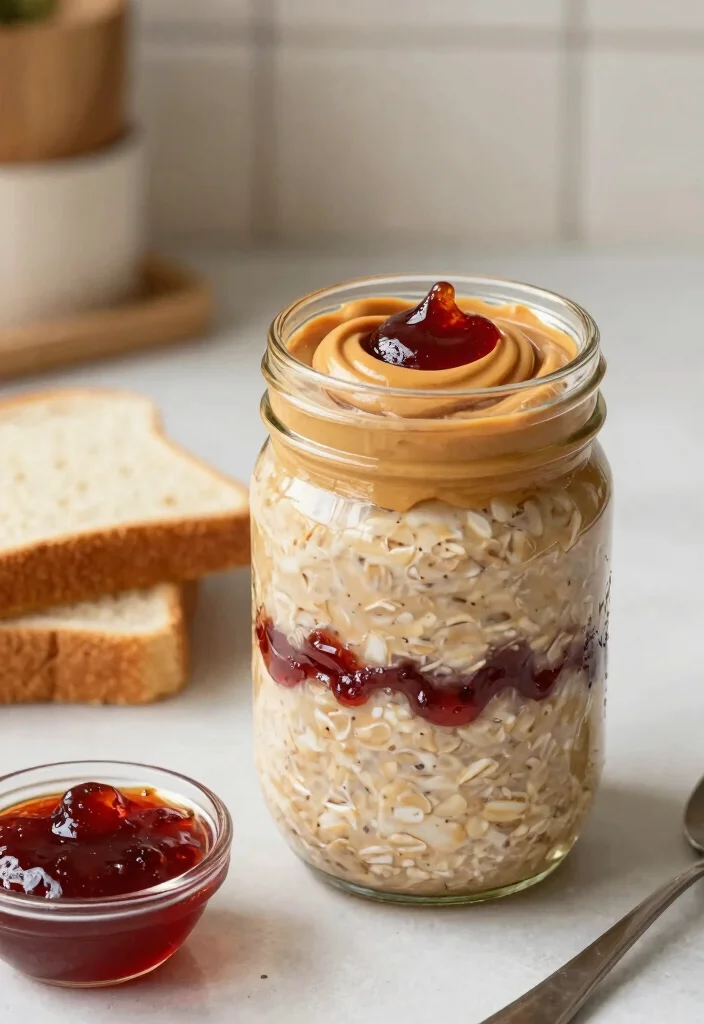 10 Easy Healthy Oat Breakfast Recipes for Busy Mornings - 5. Peanut Butter & Jelly Overnight Oats 1