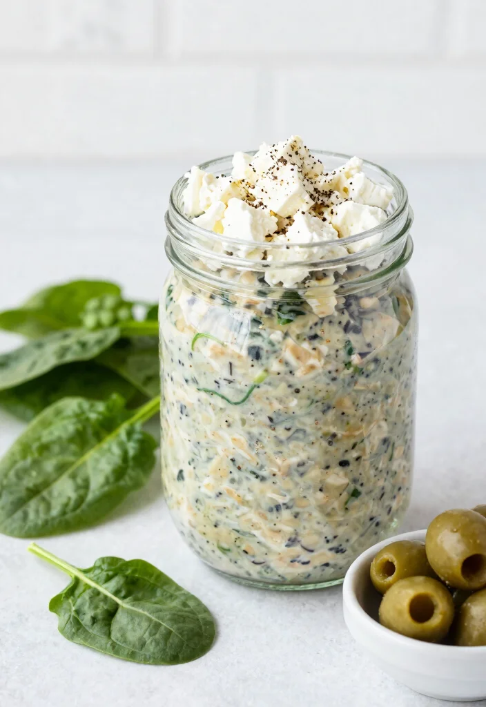 10 Easy Healthy Oat Breakfast Recipes for Busy Mornings - 9. Savory Spinach and Feta Overnight Oats 1