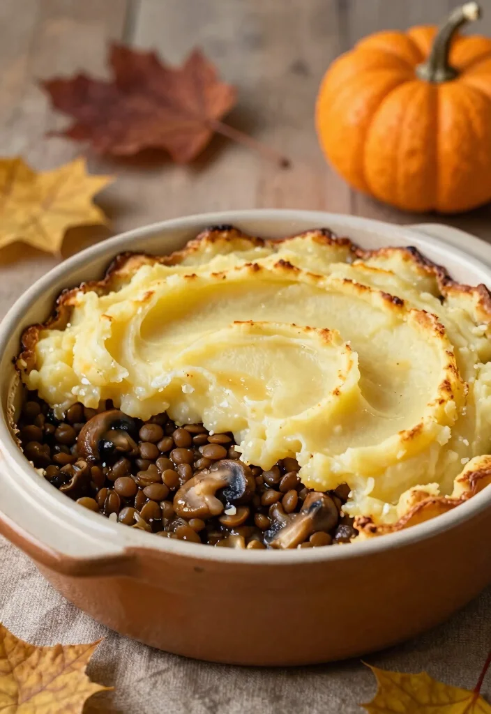 12 Autumn Healthy Recipes for Cozy Nutritious Eating - 7. Lentil and Mushroom Shepherd's Pie 1