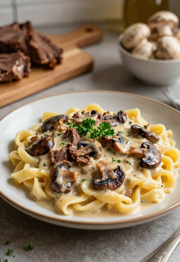 12 Brisket Dinner Recipes for Hearty Comfort Meals - 3. Brisket and Mushroom Stroganoff 1
