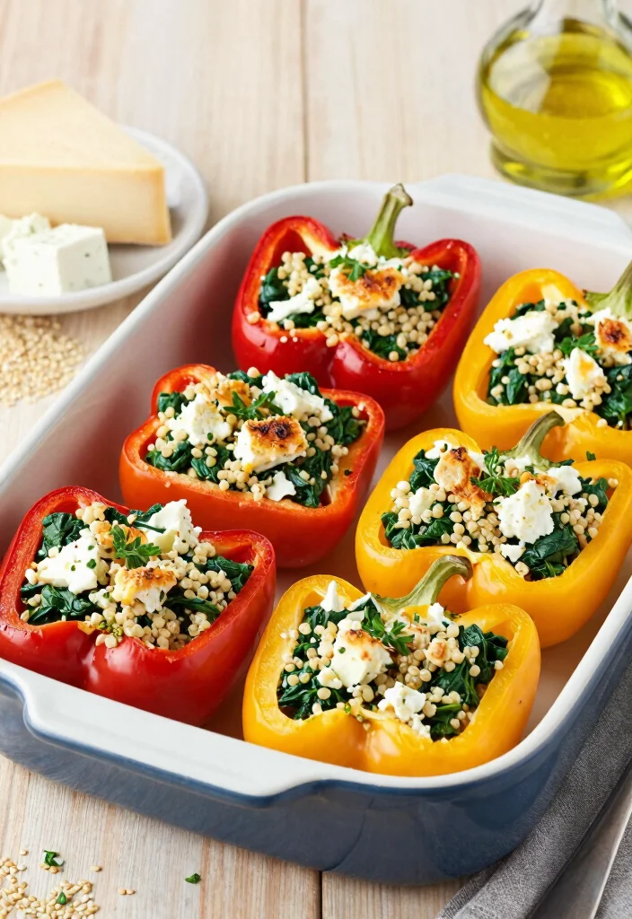 12 Easy Meatless Dinner Recipes for Simple Weeknights 67 12 Easy Meatless Dinner Recipes for Simple Weeknights - 7. Spinach and Feta Stuffed Peppers 1