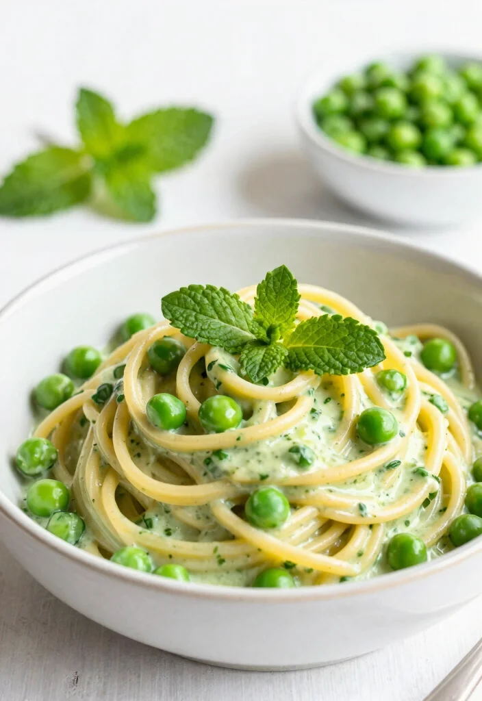 12 Vegan Creamy Pasta Recipes for Comforting Dairy Free Meals - 11. Creamy Pea and Mint Pasta 1