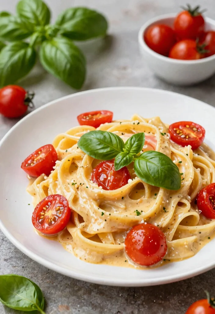 12 Vegan Creamy Pasta Recipes for Comforting Dairy Free Meals - 5. Tomato Basil Cream Pasta 1