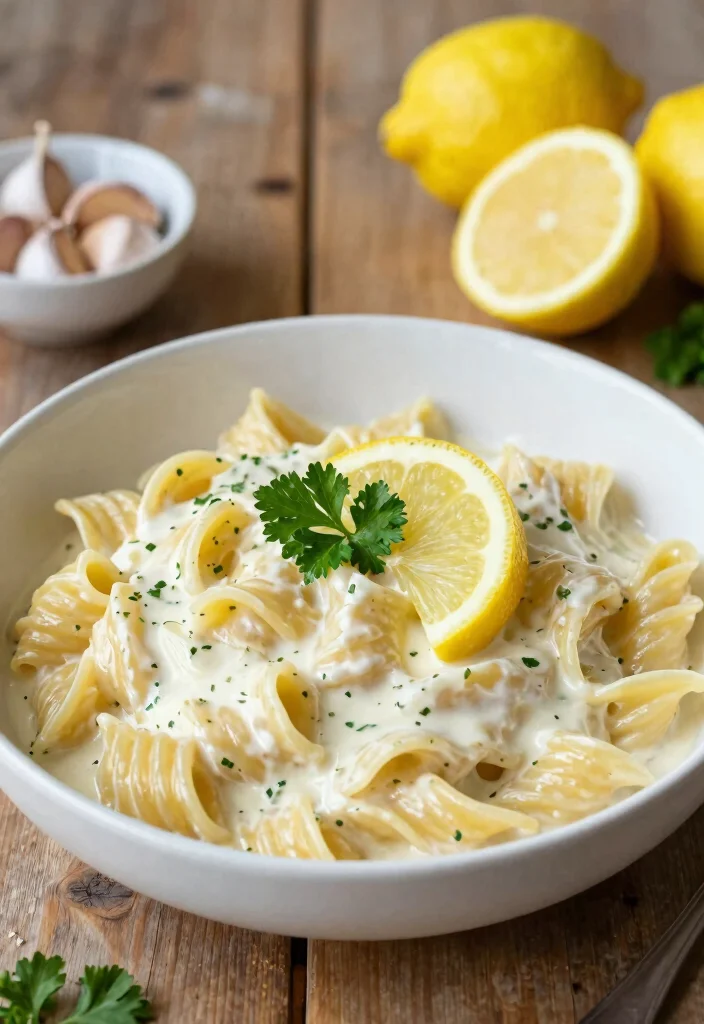 12 Vegan Creamy Pasta Recipes for Comforting Dairy Free Meals - 6. Garlic Lemon Cream Pasta 1