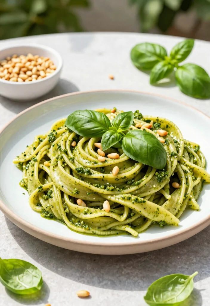 12 Vegan Creamy Pasta Recipes for Comforting Dairy Free Meals - 9. Vegan Pesto Pasta 1